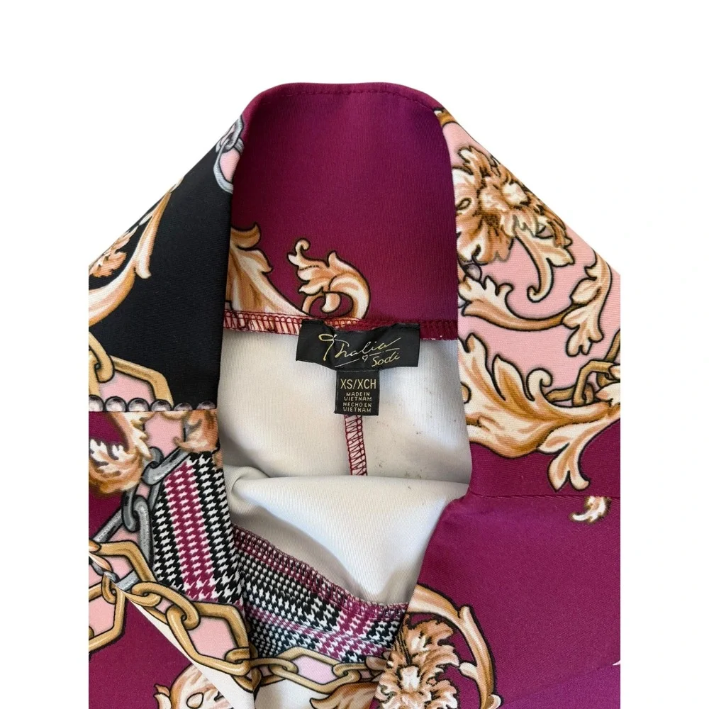Thalia Sodi Womens Baroque Chain Print Pencil Skirt Burgundy Pink XS - Picture 4 of 7